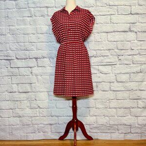 Louche Red Black & White Knee-Length Shirt Dress
